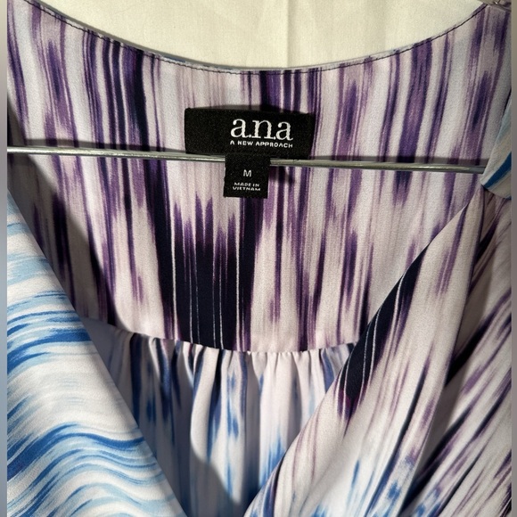 A.N.A Blue White Purple Draped Neckline, Slit Sleeves - Picture 3 of 9